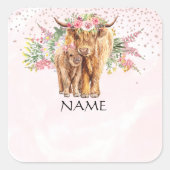 ベビーシャワーベビーハイランドカウネームタグ スクエアシール (正面)