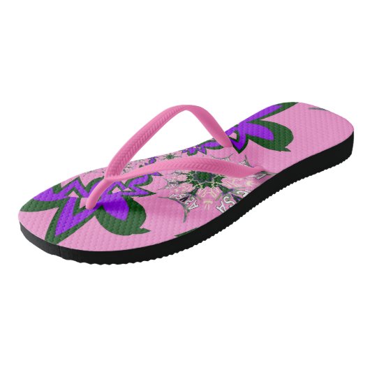 ベビーシャワーベビーピンクカッコいいパターンデザイン ビーチサンダル (アングル)