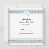 ベビーシャワーベビーブルーティーカップティーパーティー 招待状 (裏面)