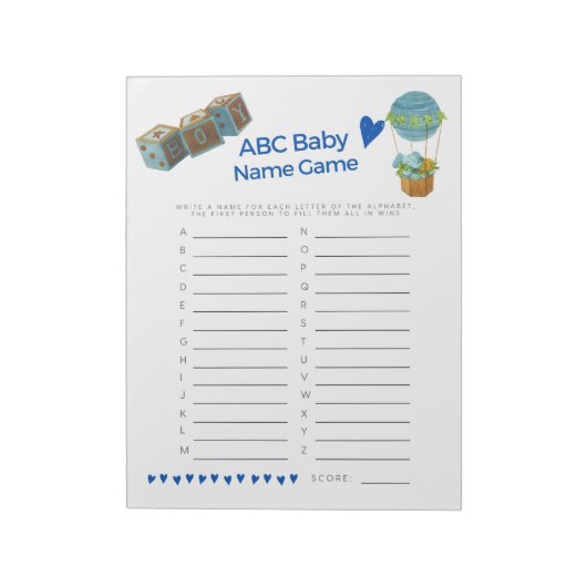 ベビーシャワーベビー名遊技男の赤ちゃんトレンディーおもしろい ノートパッド (回転)