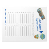 ベビーシャワーベビー名遊技男の赤ちゃんトレンディーおもしろい ノートパッド (正面)