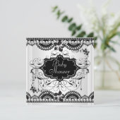 ベビーシャワーベビー白黒ガールまたは少年 招待状 (スタンド正面)