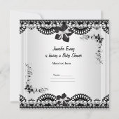 ベビーシャワーベビー白黒ガールまたは少年 招待状 (裏面)