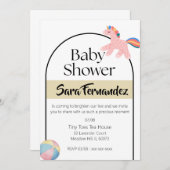 ベビーシャワーベージュホワイト 招待状 (正面/裏面)