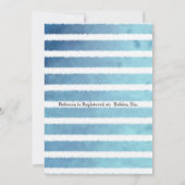 ベビーシャワーホワイトバニーブルーホワイトストライプ 招待状 (裏面)
