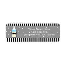 ベビーシャワーボトル&口ひげモダン招待状