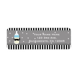 ベビーシャワーボトル&口ひげモダン招待状 ラベル