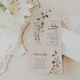 ベビーシャワーボホオールインワン招待状 オールインワン招待状