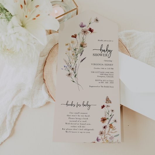 ベビーシャワーボホオールインワン招待状 オールインワン招待状