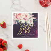 ベビーシャワーボホフローラフェザーパープル《写真》ぼけ味ライト スタンダードカクテルナプキン (インサイチュ)