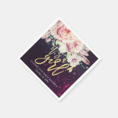 ベビーシャワーボホフローラフェザーパープル《写真》ぼけ味ライト スタンダードカクテルナプキン (角)