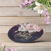 ベビーシャワーボホフローラフェザーパープル《写真》ぼけ味ライト ペーパープレート