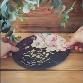 ベビーシャワーボホフローラフェザーパープル《写真》ぼけ味ライト ペーパープレート