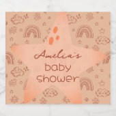 ベビーシャワーボホーピーチ天気 スパークリングワインラベル (シングルラベル)