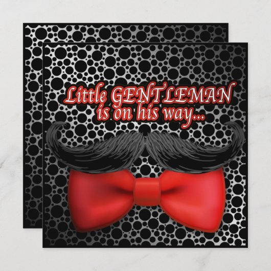 ベビーシャワーボーイひげそりカード 招待状 (正面/裏面)