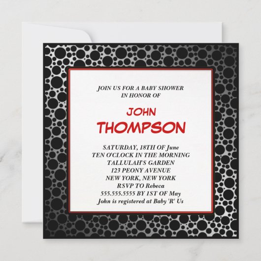 ベビーシャワーボーイひげそりカード 招待状 (裏面)