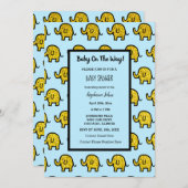 ベビーシャワーボーイガールエレファントアニマル金ゴールドグリッター 招待状 (正面/裏面)