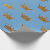 ベビーシャワーボーイゴールデンクラウンブルーVIP ラッピングペーパー (角)