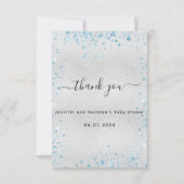 ベビーシャワーボーイシルバーブルーグリッター サンキューカード (正面)