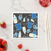 ベビーシャワーボーイツブルー&グレーモダンパーティー スタンダードカクテルナプキン (インサイチュ)