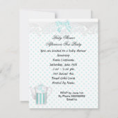 ベビーシャワーボーイティール(緑がかった色)ベビーティーカップ 招待状 (裏面)