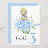 ベビーシャワーボーイテディベアテーブルサイン 招待状 (正面/裏面)