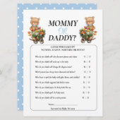 ベビーシャワーボーイテディママ素朴パパフローラ 招待状 (正面/裏面)