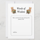 ベビーシャワーボーイテディ素朴フローラ知恵 招待状 (正面)