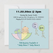 ベビーシャワーボーイトレインクロッシング装飾デザイン 招待状 (裏面)