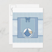 ベビーシャワーボーイブルーパターンパーティー子供部屋アート インビテーションポストカード (正面/裏面)