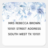 ベビーシャワーボーイブルーフローラドロップアドレス スクエアシール (正面)