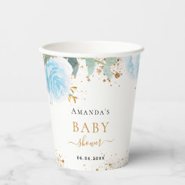ベビーシャワーボーイブルーフローラユーカリ 紙コップ
