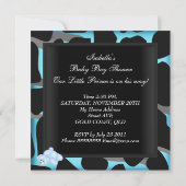 ベビーシャワーボーイブルーブラックアニマルプリント 招待状 (裏面)