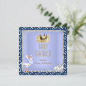 ベビーシャワーボーイベビークラウンプリンスブルー 招待状 (スタンド正面)