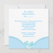 ベビーシャワーボーイベビーブルーホワイト水玉模様 招待状 (裏面)