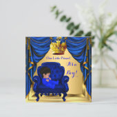 ベビーシャワーボーイリトルプリンス王室のブルー金ゴールド2a 招待状 (スタンド正面)