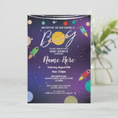 ベビーシャワーボーイ宇宙銀河系パーティーロケット 招待状 (スタンド正面)