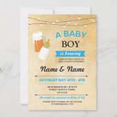 ベビーシャワーボーイ醸造用ビールブルー素朴招待状 招待状 (正面)