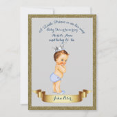 ベビーシャワーボーイ、グリッター枠、グレー、金ゴールド。 招待状 (正面)