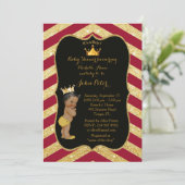 ベビーシャワーボーイ,ゴールデンシェブロンスタイル騎士道,金ゴールド 招待状 (スタンド正面)