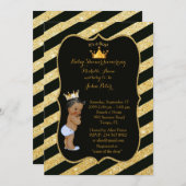 ベビーシャワーボーイ、ゴールデンストリップ、ブラック金ゴールドv2。 招待状 (正面/裏面)