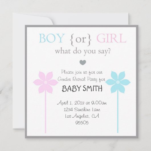 ベビーシャワーボーイorガール招待状 招待状 (正面)