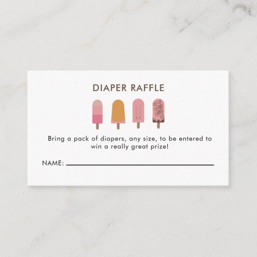 ベビーシャワーポップ・アートのおむつラッフルカード準備 エンクロージャーカード (正面)