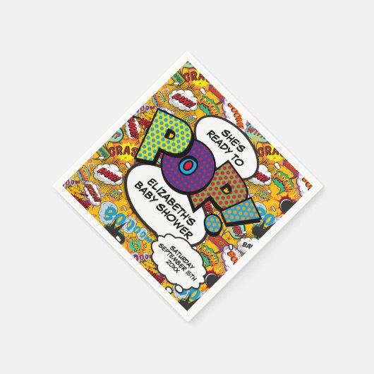 ベビーシャワーポップ・アートのおもしろい漫画ブック スタンダードカクテルナプキン (角)