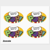 ベビーシャワーポップ・アートのの準備ができていカラフルる漫画 楕円形シール (シート)