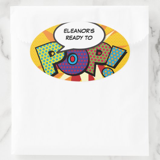 ベビーシャワーポップ・アートのの準備ができていカラフルる漫画 楕円形シール (バッグ)