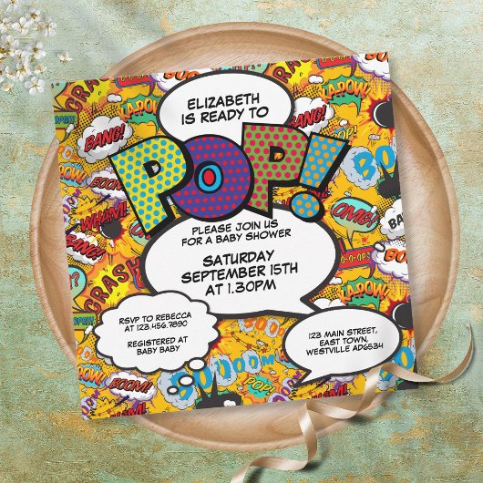 ベビーシャワーポップ・アートのの準備ができていモダンる漫画 招待状