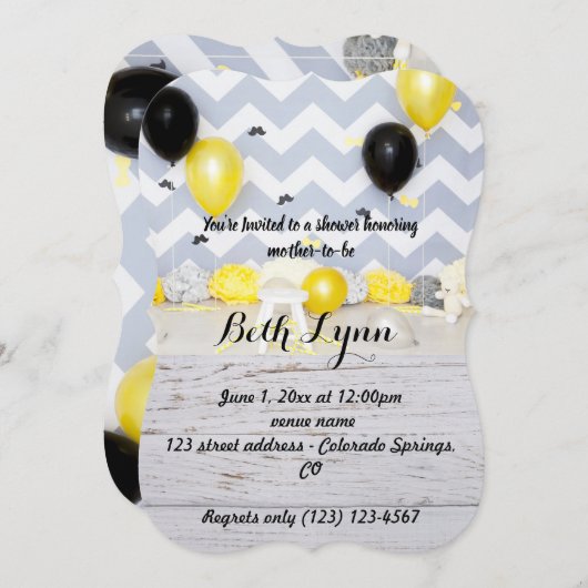 ベビーシャワーマスタッシュ 運命の運命 招待状 (正面/裏面)