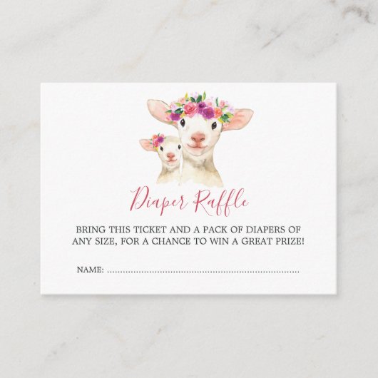 ベビーシャワーママとベビーラムオムツラッフル エンクロージャーカード (正面)