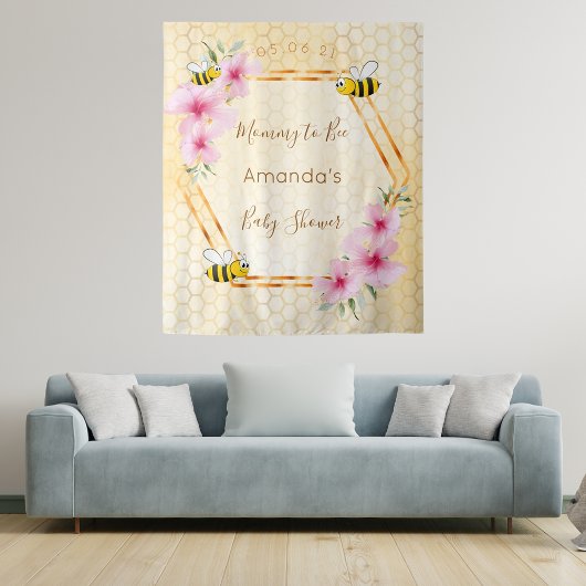 ベビーシャワーママ・トゥ・ビー ハチの巣 タペストリー